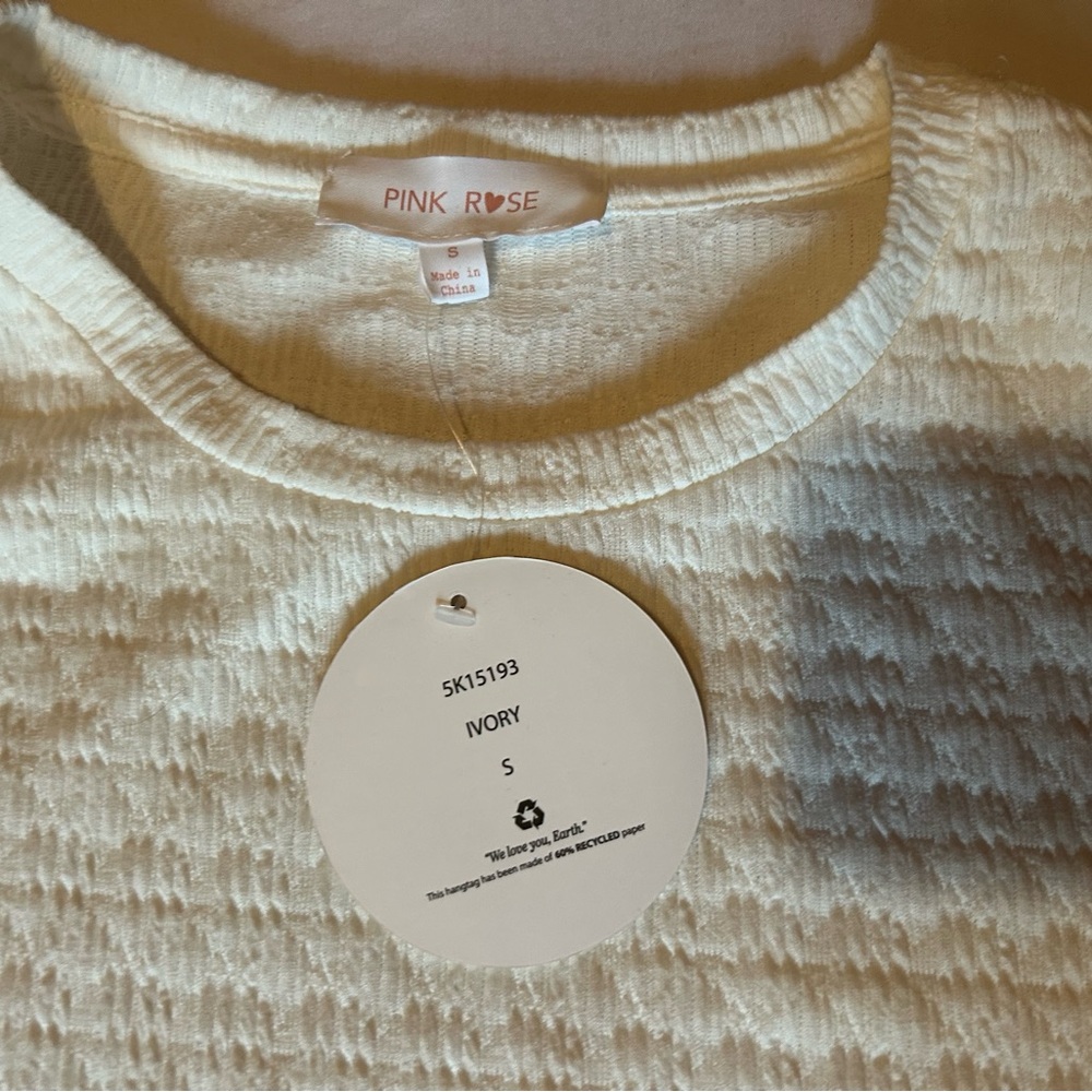 Pink Rose Cream Textured Ruffle Shirt - Picture 2 of 3